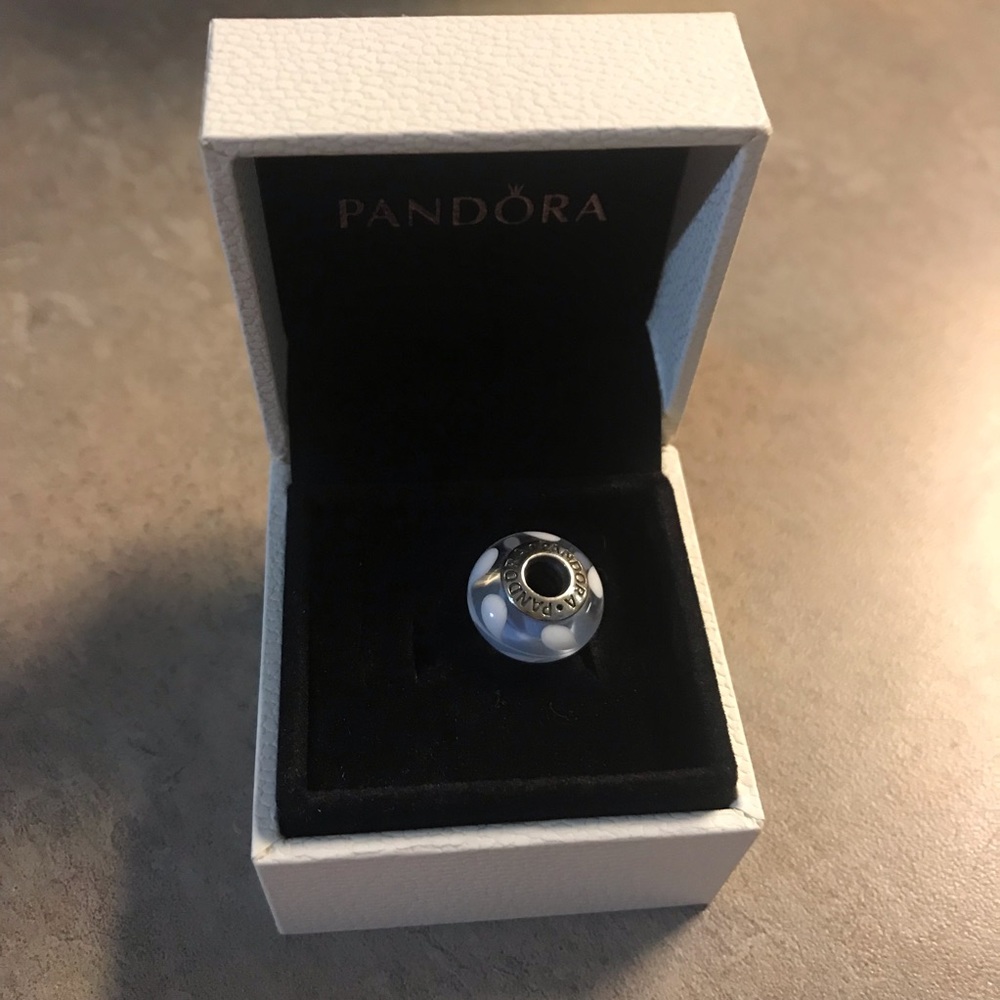 Pandora Light Blue Swirl Murano Glass Bead Charm